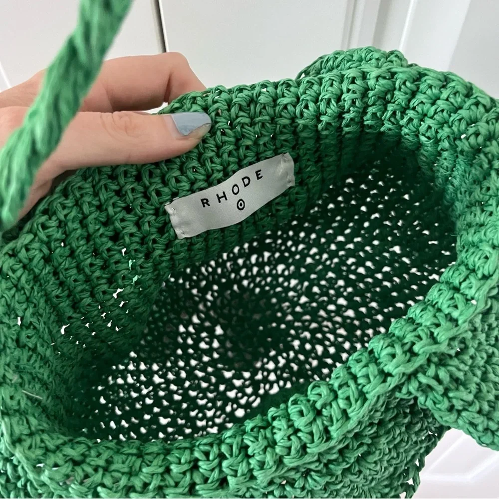 Rhode x Target Straw Crochet Bucket Bag Green Beach Tropical Vacation